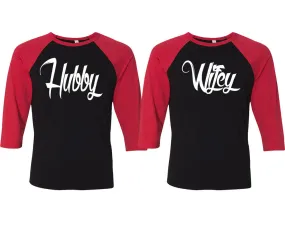 Hubby Wifey Couple Matching 3/4 Sleeve Baseball Shirts