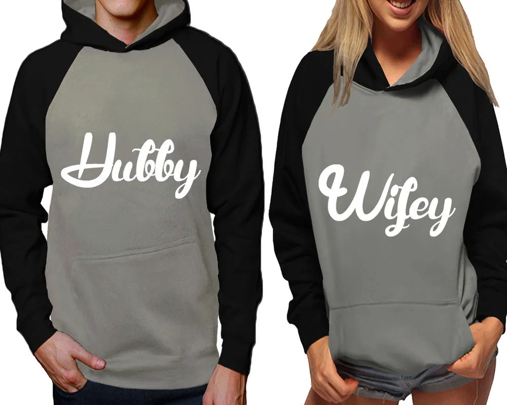 Hubby Wifey Couple Matching Contast Raglan Hoodies