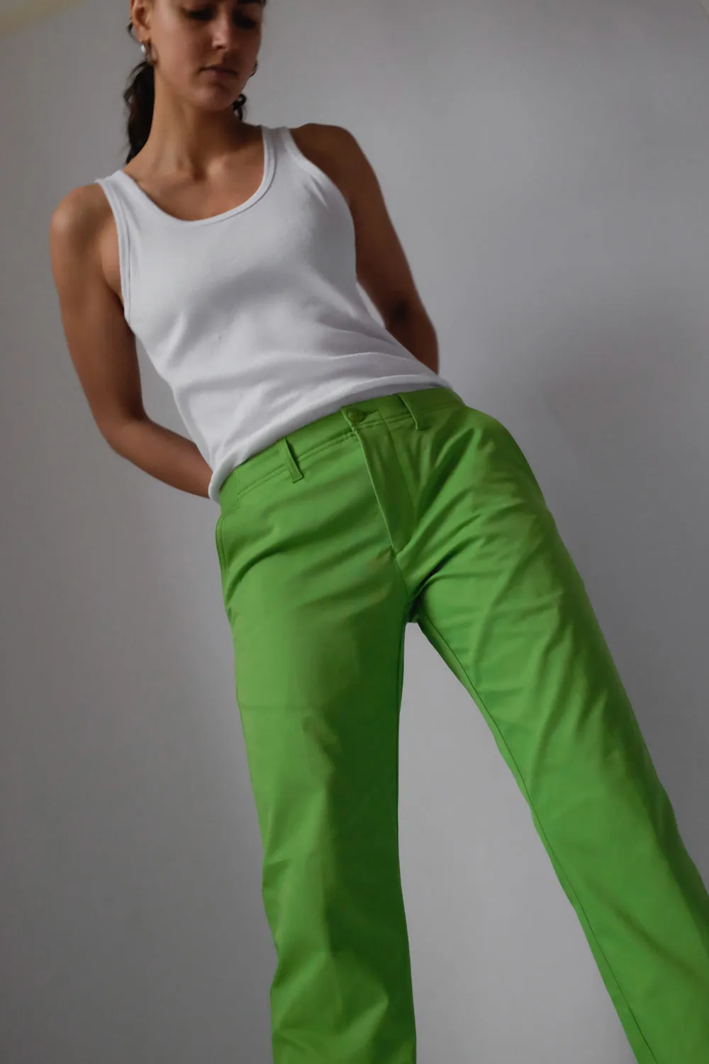 HUGO BOSS GREEN STRAIGHT LEG PANTS