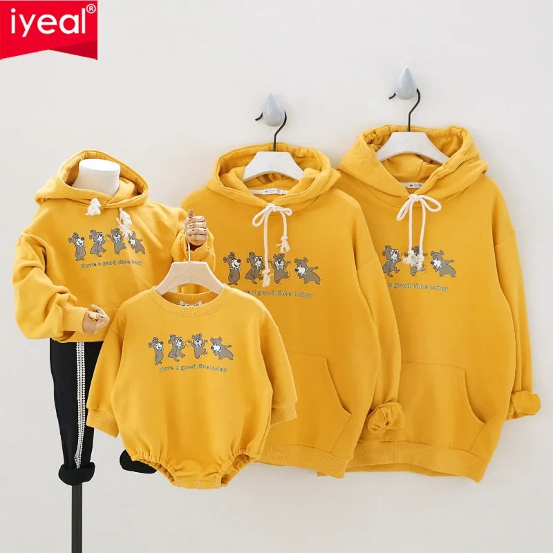 IYEAL Cartoon Pattern Hoodies for Women Men Boys Girls Family Matching Outfits Clothing Long Sleeve Pullover Sweatshirt