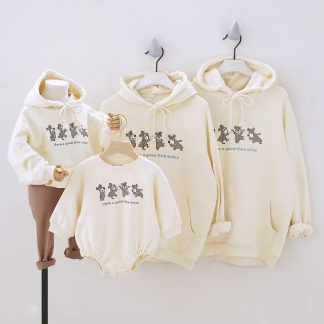 IYEAL Cartoon Pattern Hoodies for Women Men Boys Girls Family Matching Outfits Clothing Long Sleeve Pullover Sweatshirt