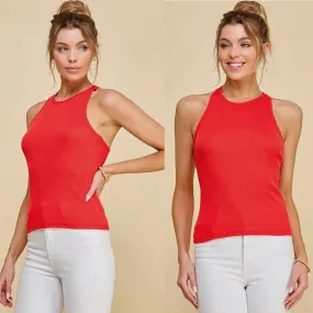 Julia Mini Thermal Racerback Tank Top - Red