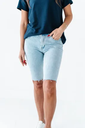 Kenadie High Rise Skinny Bermuda Shorts