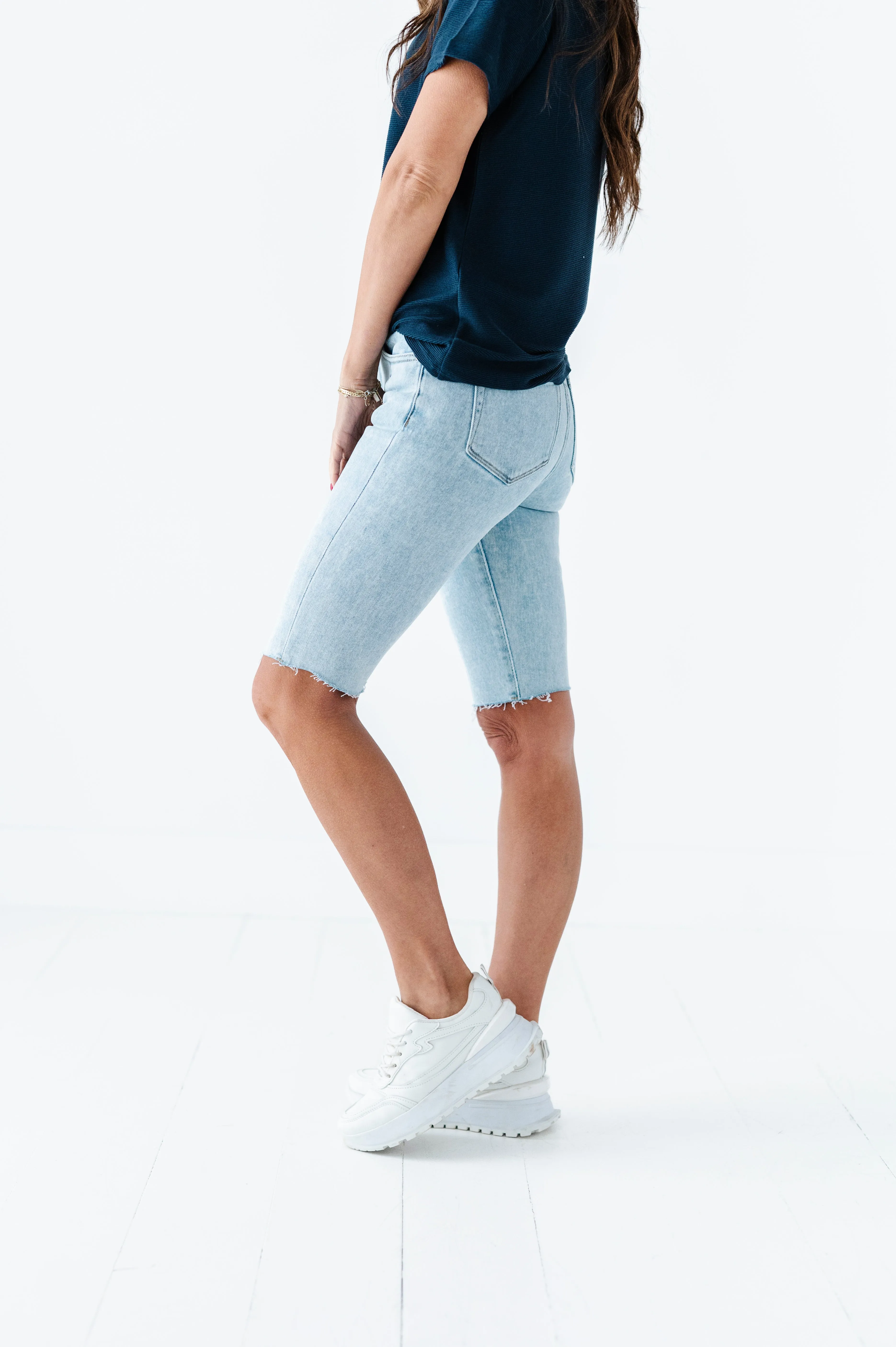 Kenadie High Rise Skinny Bermuda Shorts