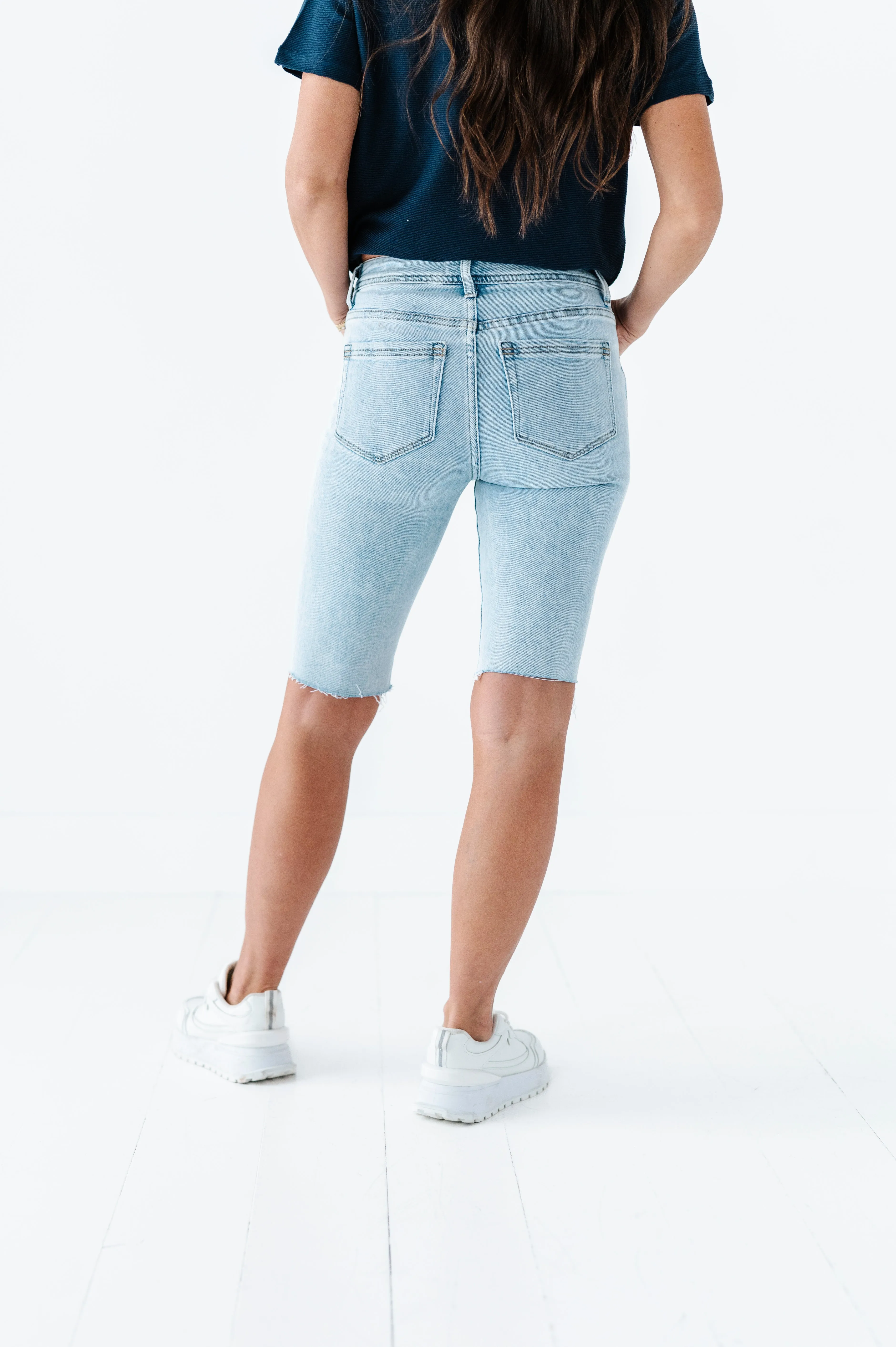 Kenadie High Rise Skinny Bermuda Shorts