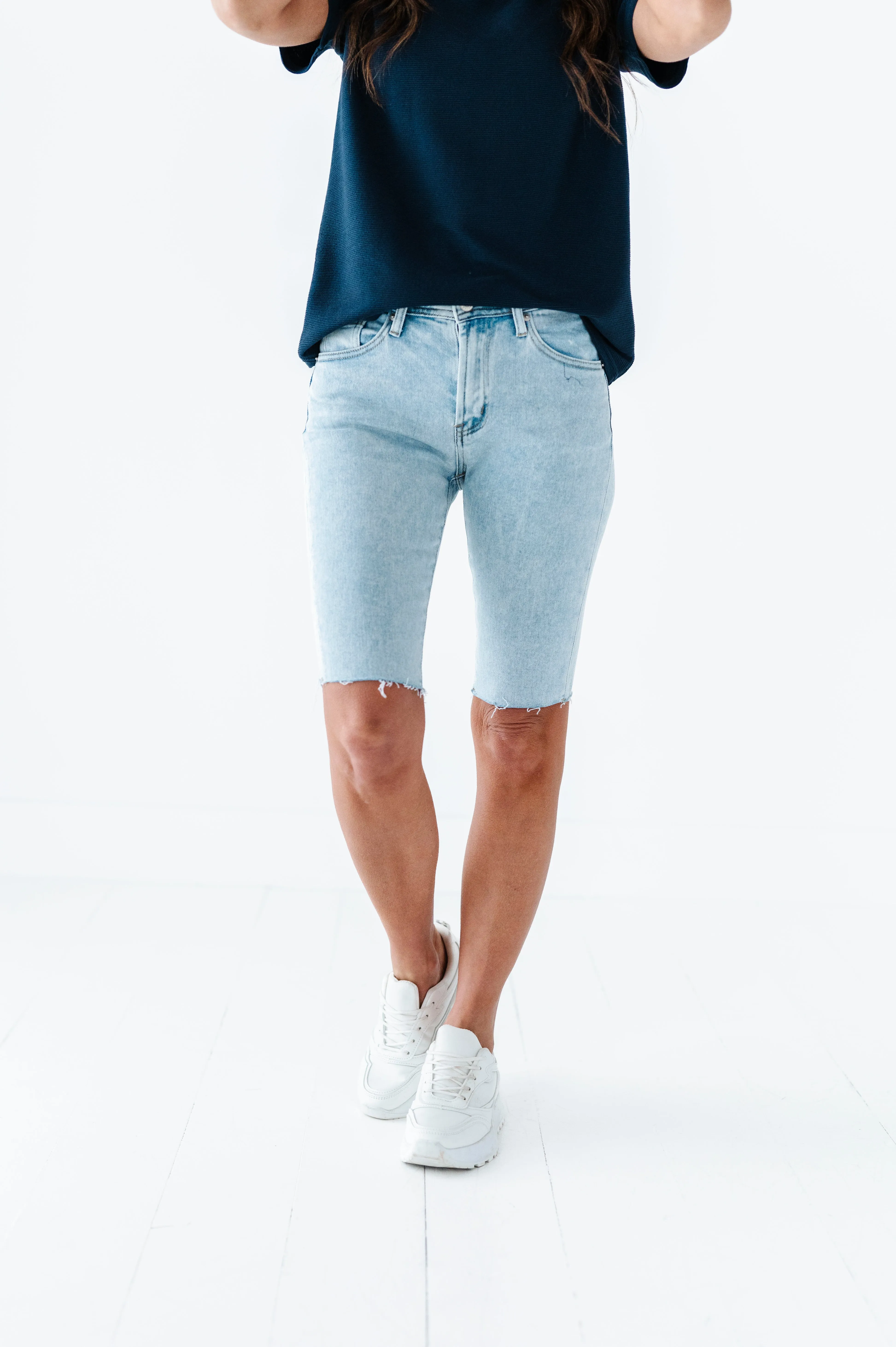 Kenadie High Rise Skinny Bermuda Shorts