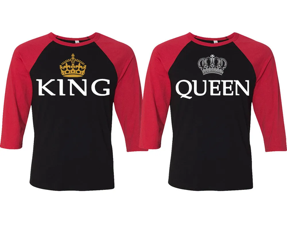 King Queen Couple Baseball T Shirts, Matching Couple Baseball Shirts.