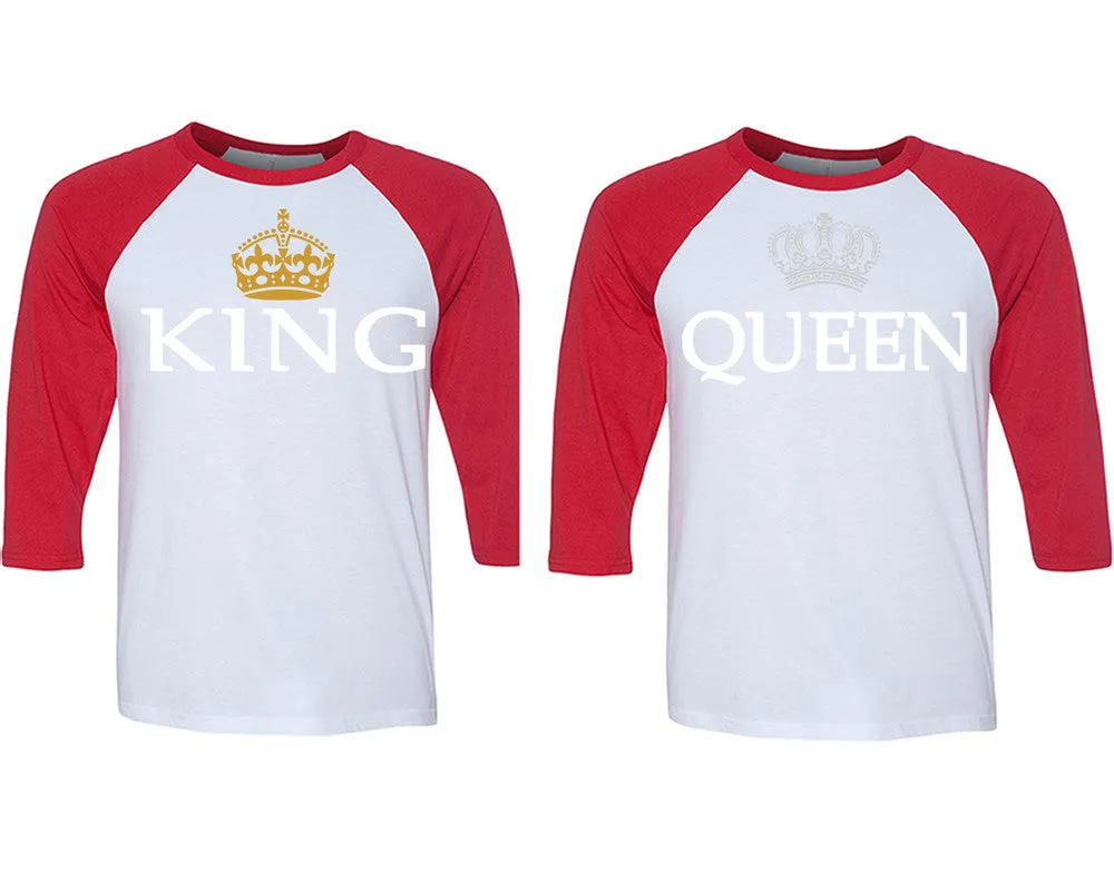 King Queen Couple Baseball T Shirts, Matching Couple Baseball Shirts.