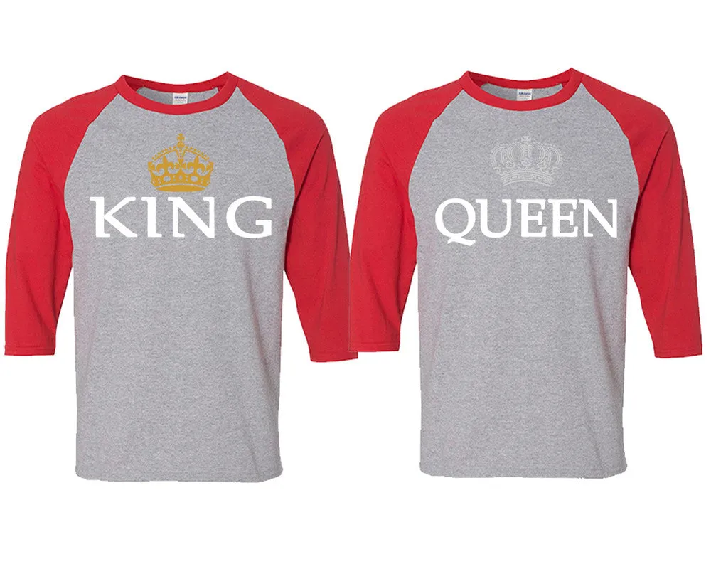 King Queen Couple Baseball T Shirts, Matching Couple Baseball Shirts.