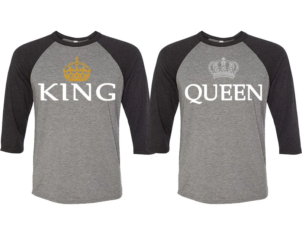 King Queen Couple Baseball T Shirts, Matching Couple Baseball Shirts.