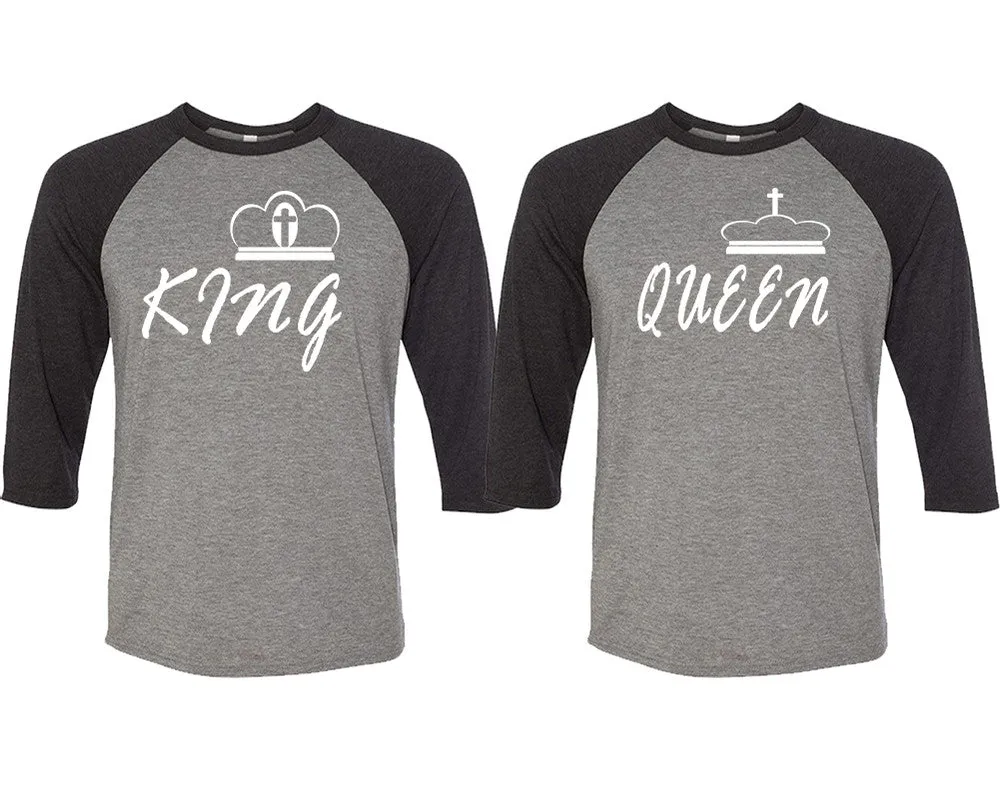 King Queen Couple Matching Baseball Shirts