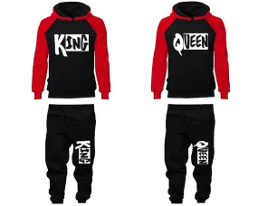 King Queen Couple Matching Hoodies and Jogger Pants Top Bottom Matching Set