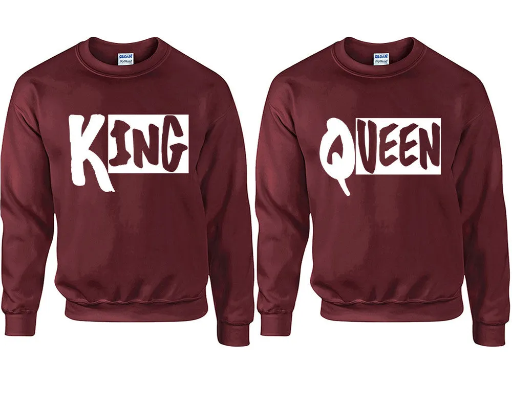 King Queen Couple Matching Sweaters, Couple Crewnecks