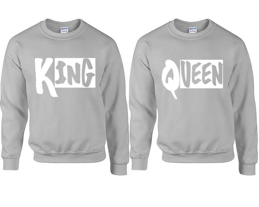 King Queen Couple Matching Sweaters, Couple Crewnecks