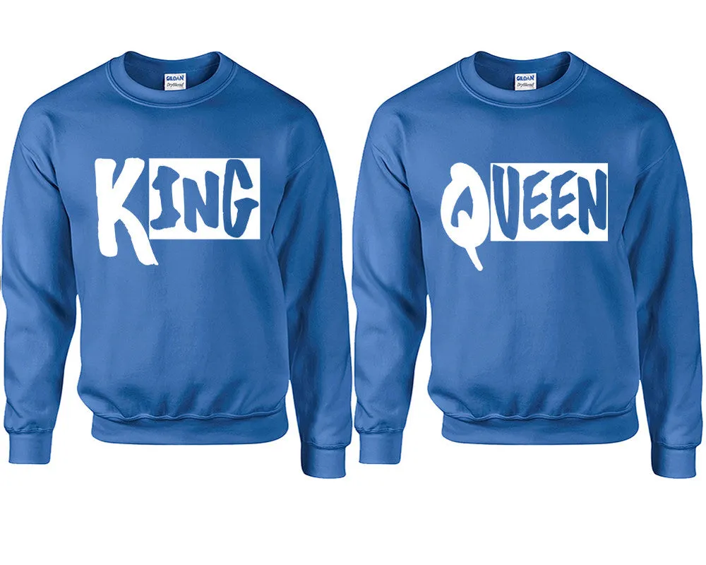 King Queen Couple Matching Sweaters, Couple Crewnecks