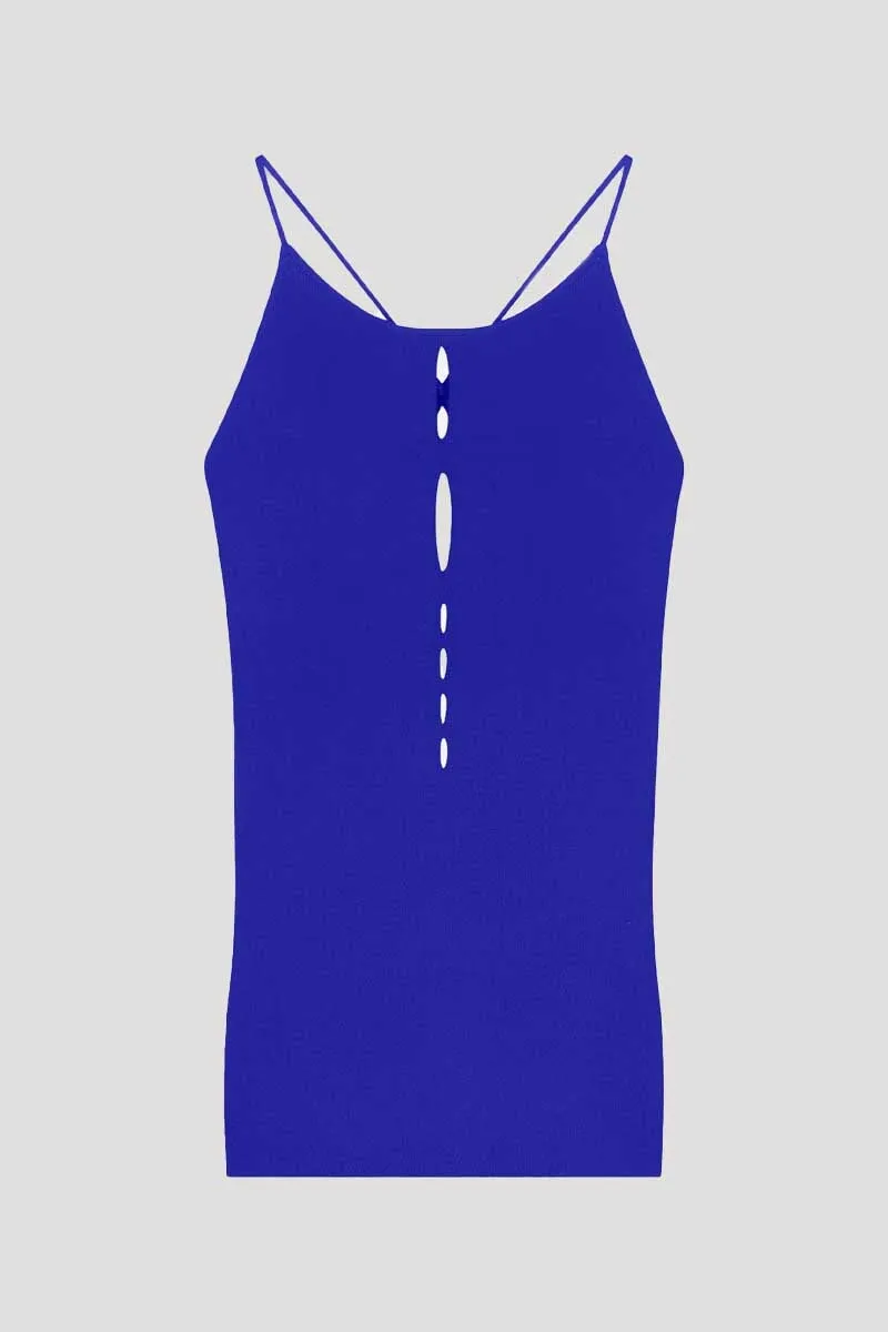 KNITTED CUT OUT TANK-ULTRAMARINE BLUE