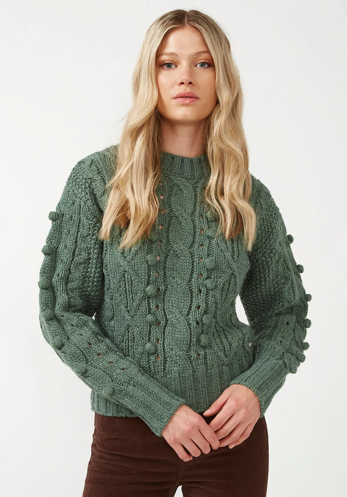 Larsa Women's Crew Neck Sweater in Dark Green - SW0021F