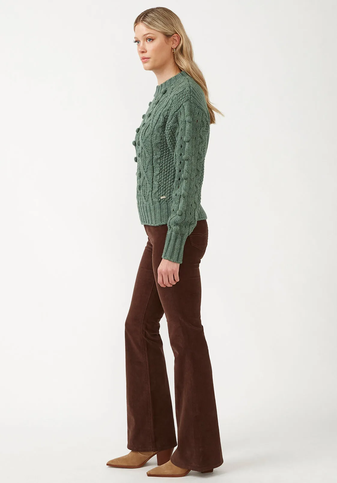 Larsa Women's Crew Neck Sweater in Dark Green - SW0021F