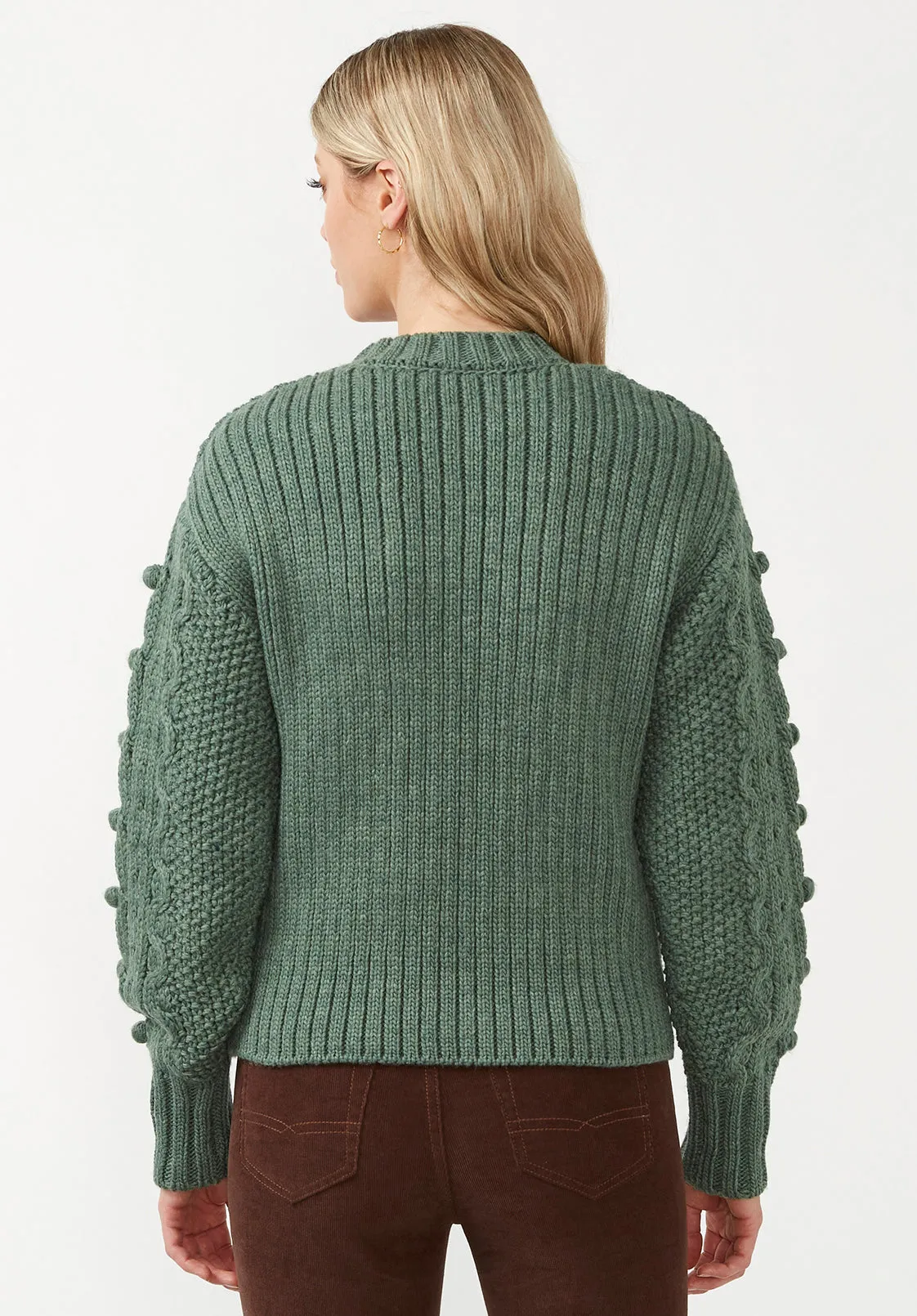 Larsa Women's Crew Neck Sweater in Dark Green - SW0021F