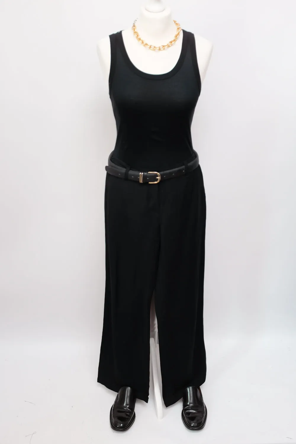 LINEN BLACK WIDE LEG SUMMER PANTS