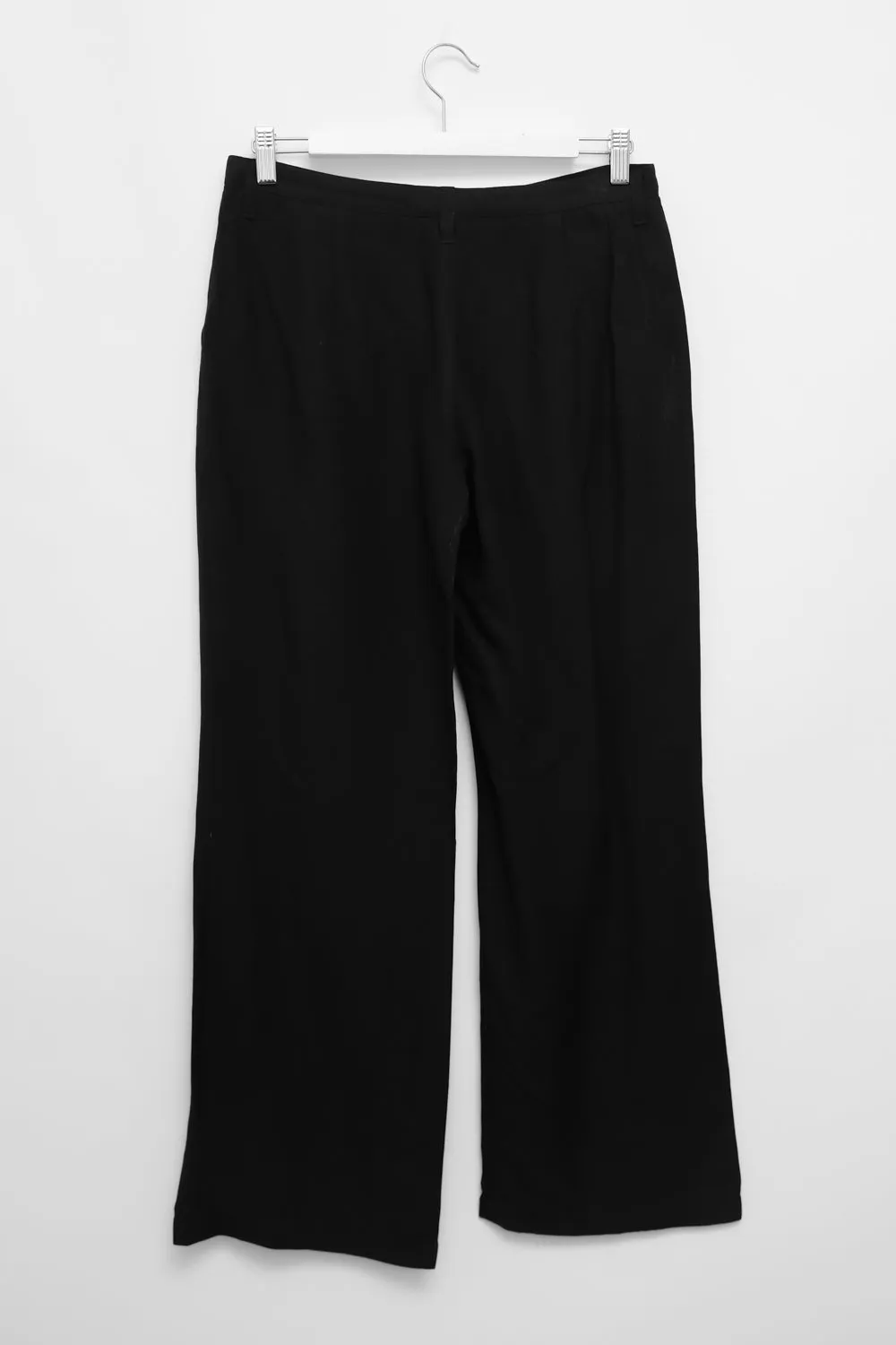 LINEN BLACK WIDE LEG SUMMER PANTS