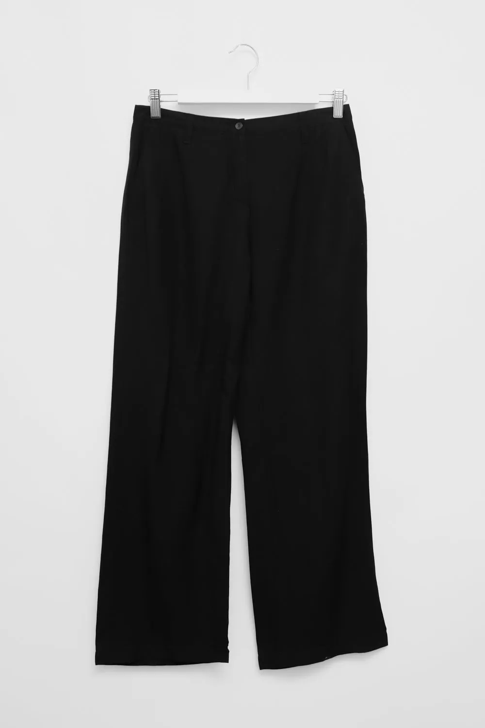 LINEN BLACK WIDE LEG SUMMER PANTS