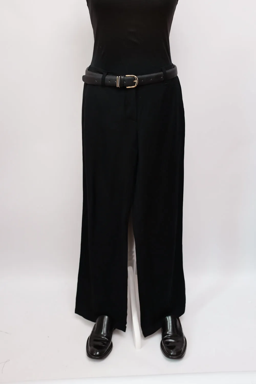 LINEN BLACK WIDE LEG SUMMER PANTS