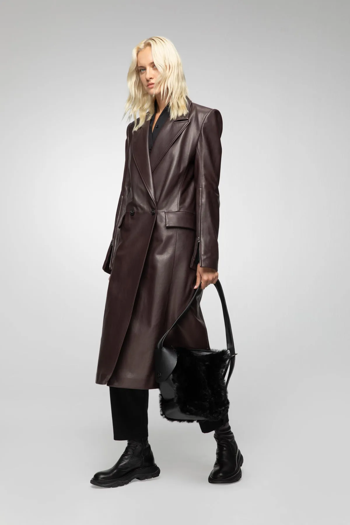 Lorrie - Bordeaux Leather Coat