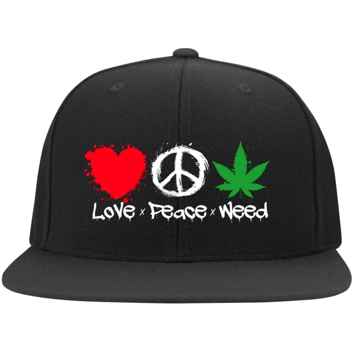 Love Peace Weed Black Flexfit Cap