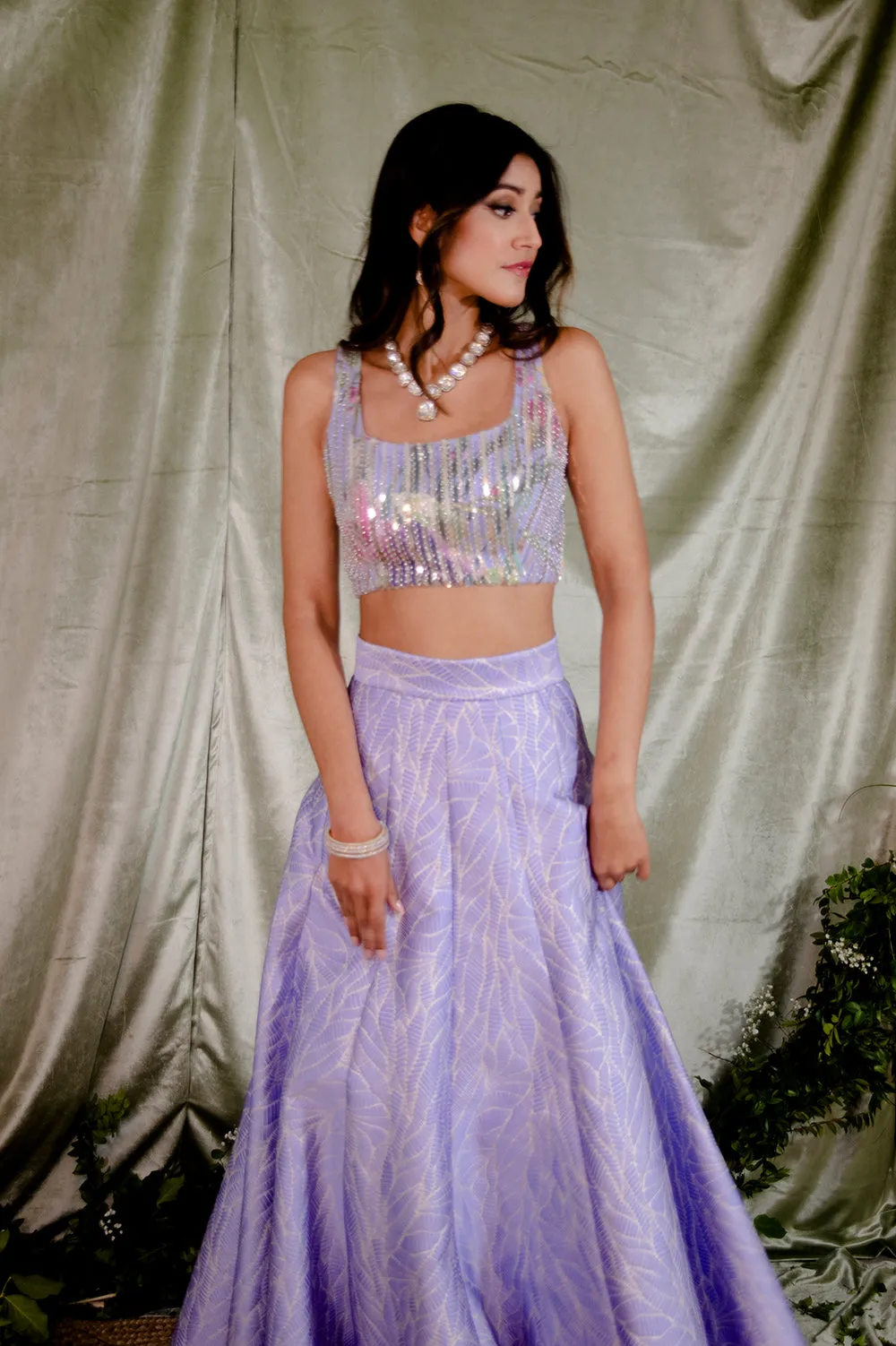 MARIELLA Beaded Floral Lehenga Top