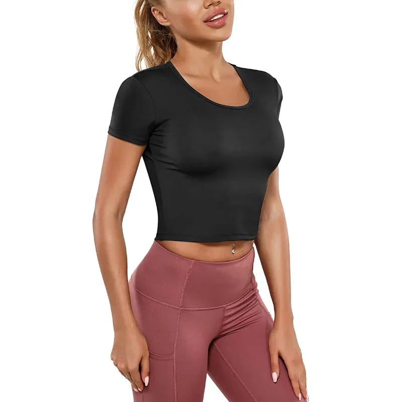 Mesh Back Cutout Medium Workout Crop Top