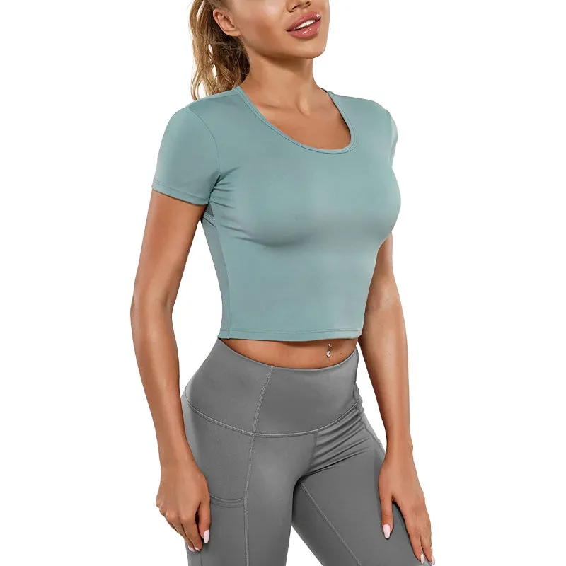 Mesh Back Cutout Medium Workout Crop Top