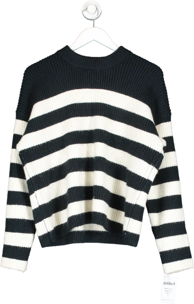 Monki Blue Chunky Oversized Knit Striped Sweater UK M