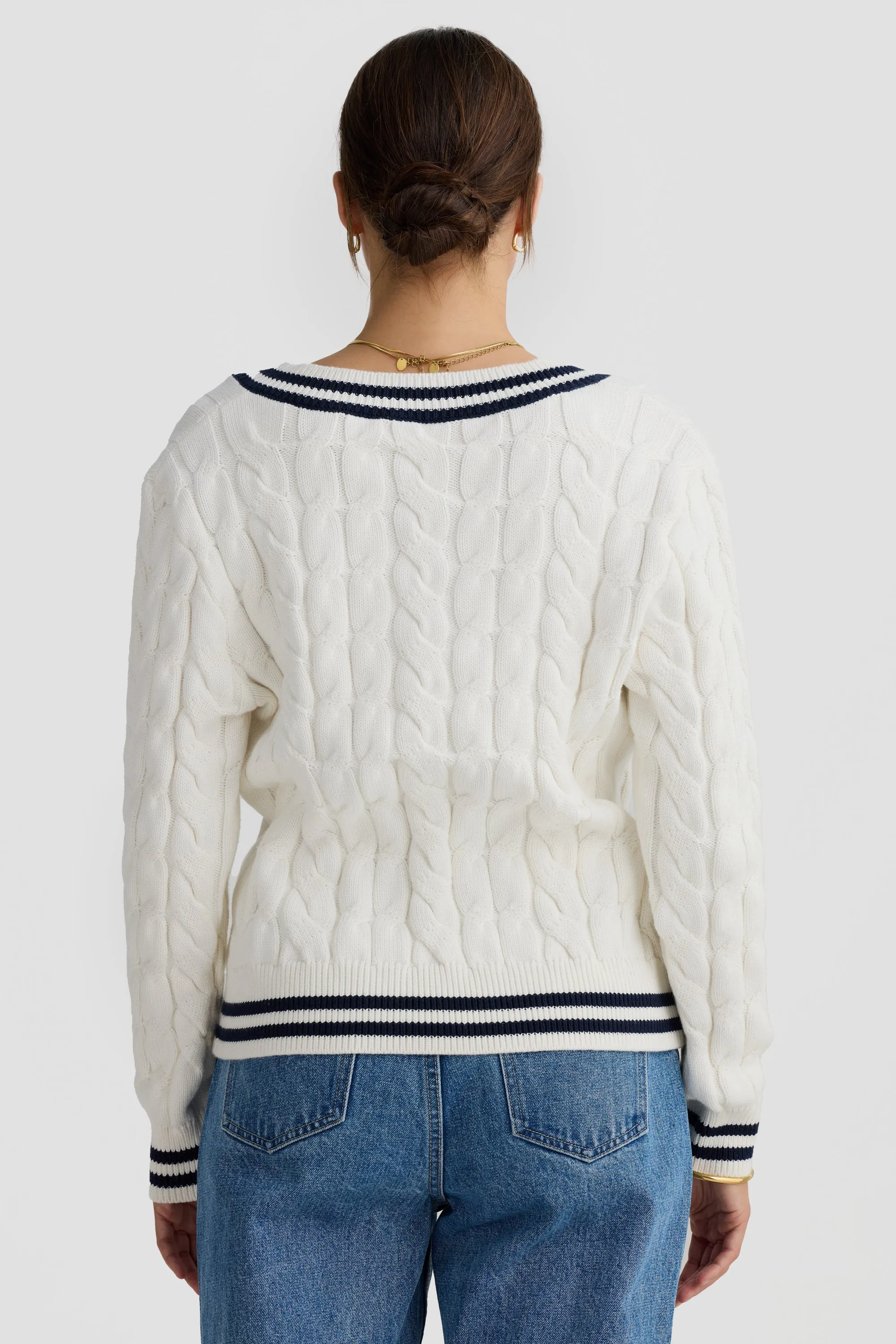 Ophelia Cable Knit Sweater White