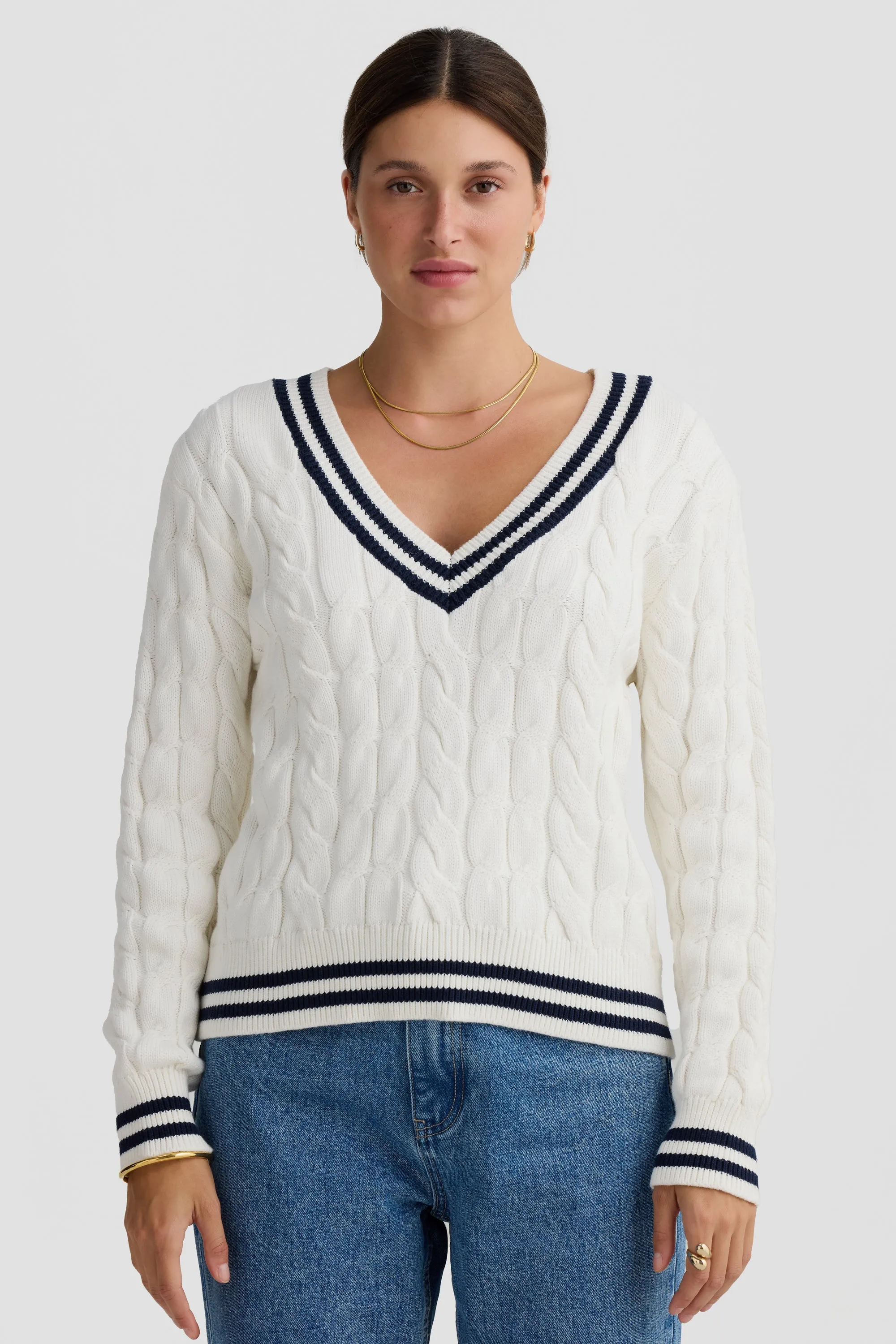 Ophelia Cable Knit Sweater White