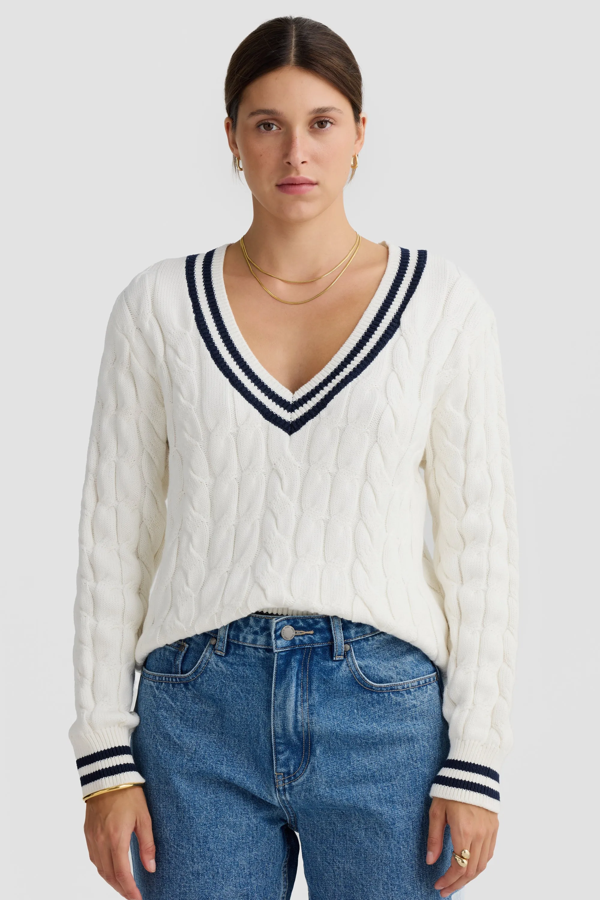 Ophelia Cable Knit Sweater White