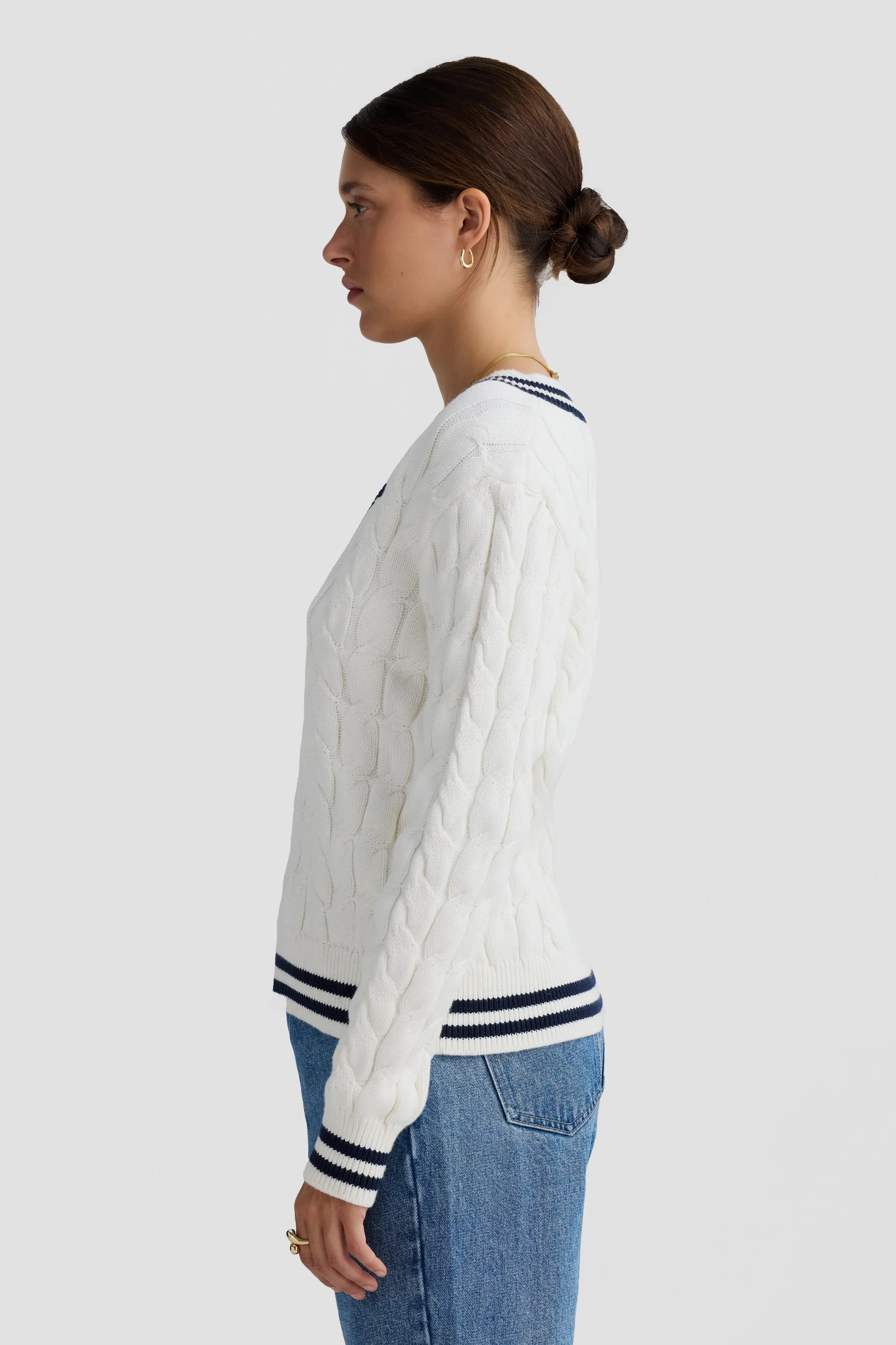 Ophelia Cable Knit Sweater White