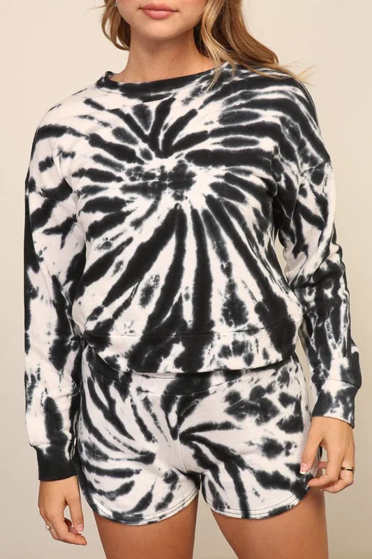 Out East Tie Dye Pullover - Black/White