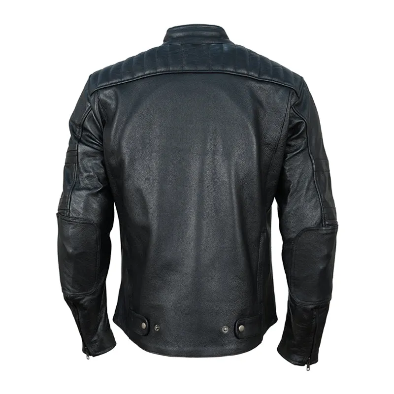 Mens Owens Streamline Racer Premium Leather Armored Motorcycle Jacket - Stylish and Protective Riding Gear