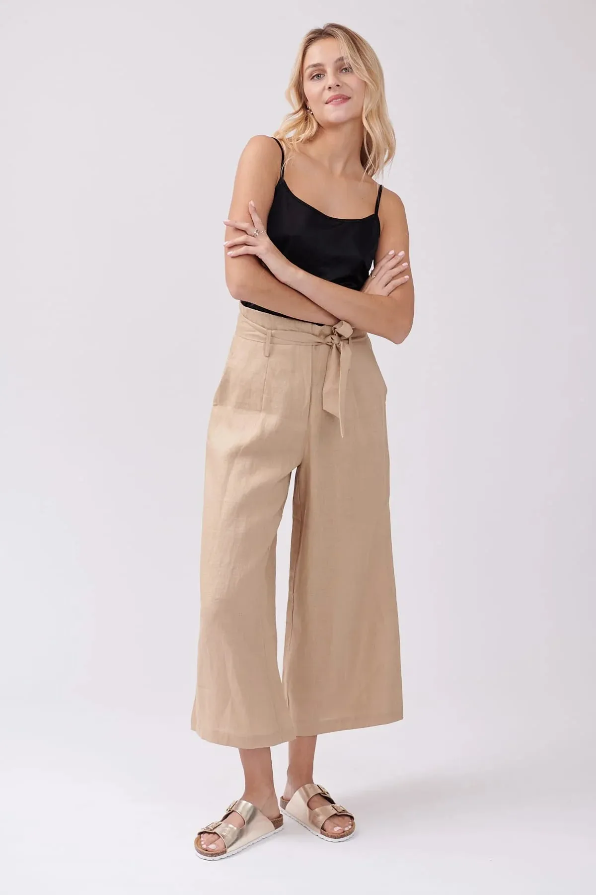 Pearl Linen Trousers - Khahki