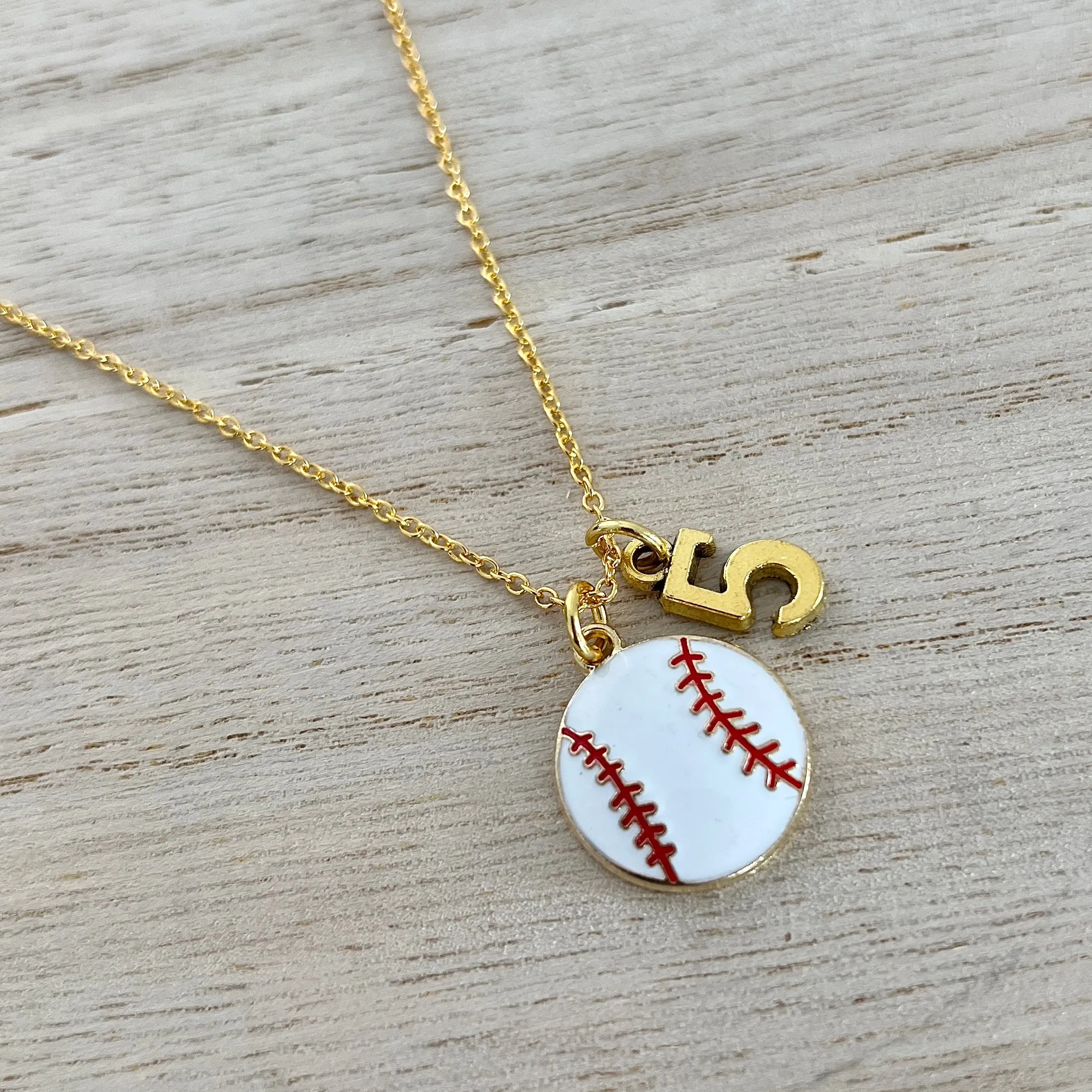 Personalized Baseball Necklace - Gold