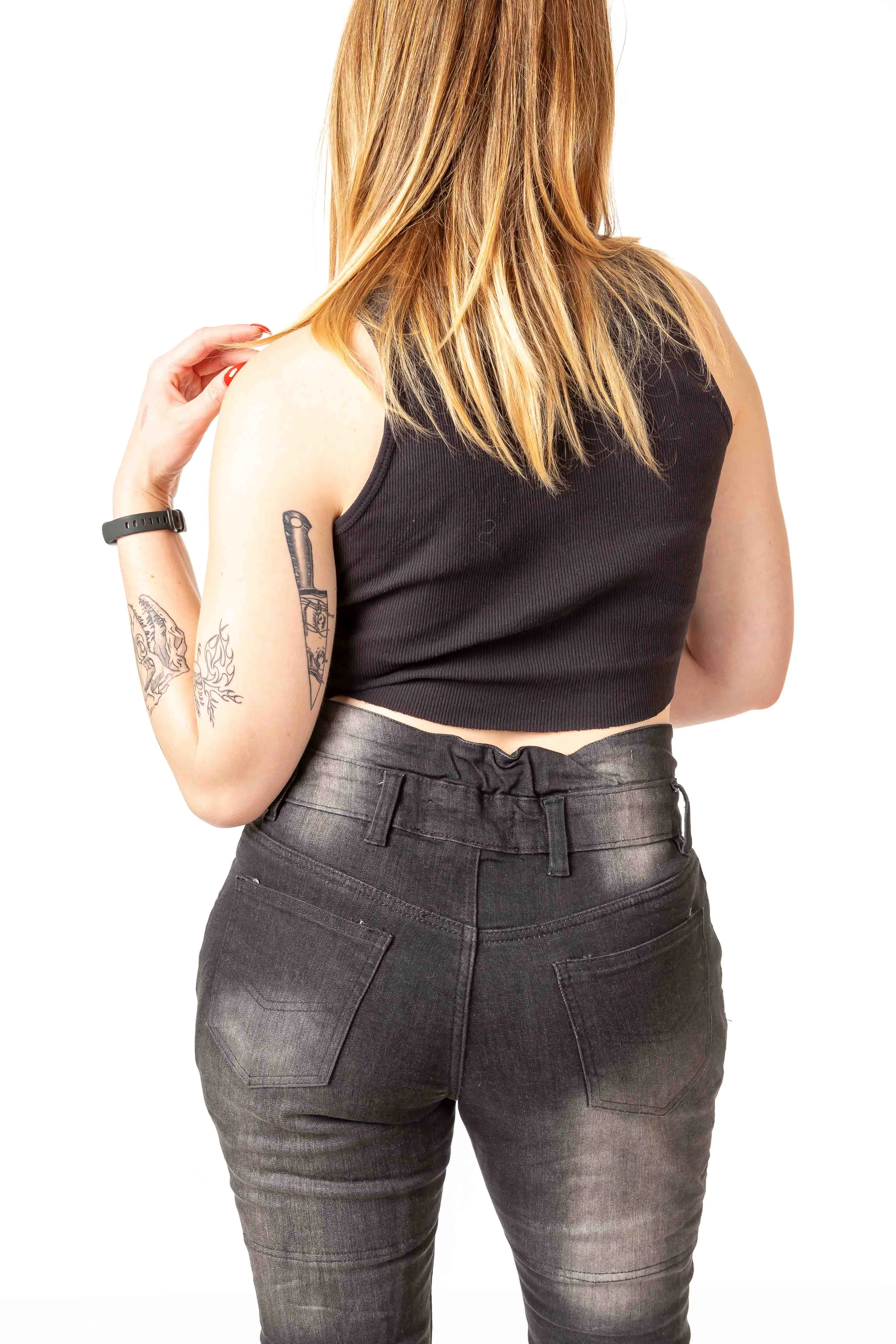 Protective Jeans Regular Height with Rear Ruching