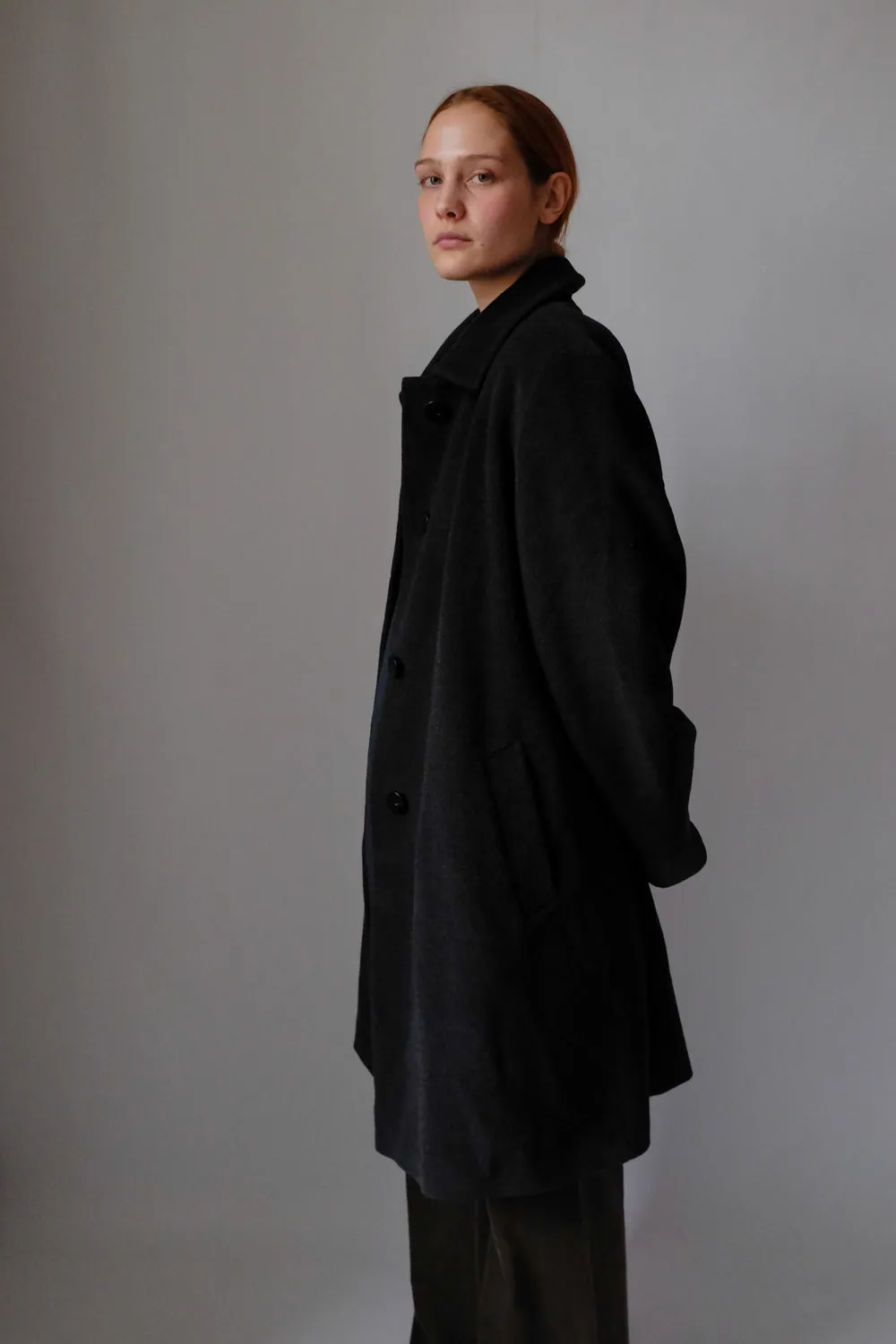 PURE CASHMERE WOOL ANTHRACITE VINTAGE COAT