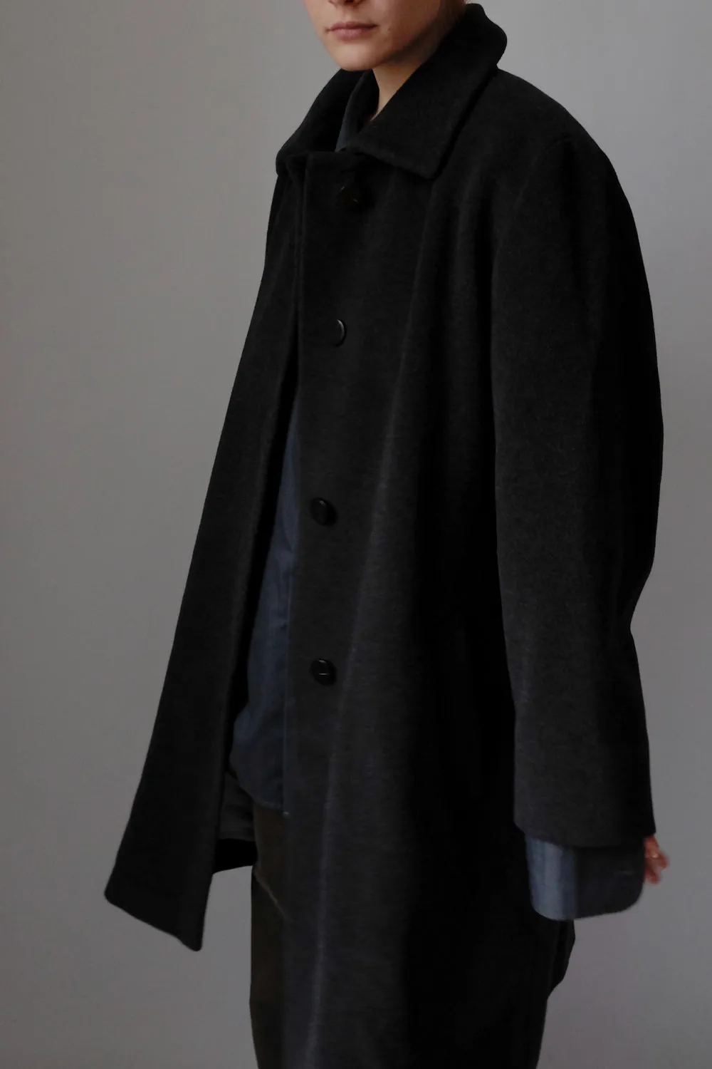 PURE CASHMERE WOOL ANTHRACITE VINTAGE COAT