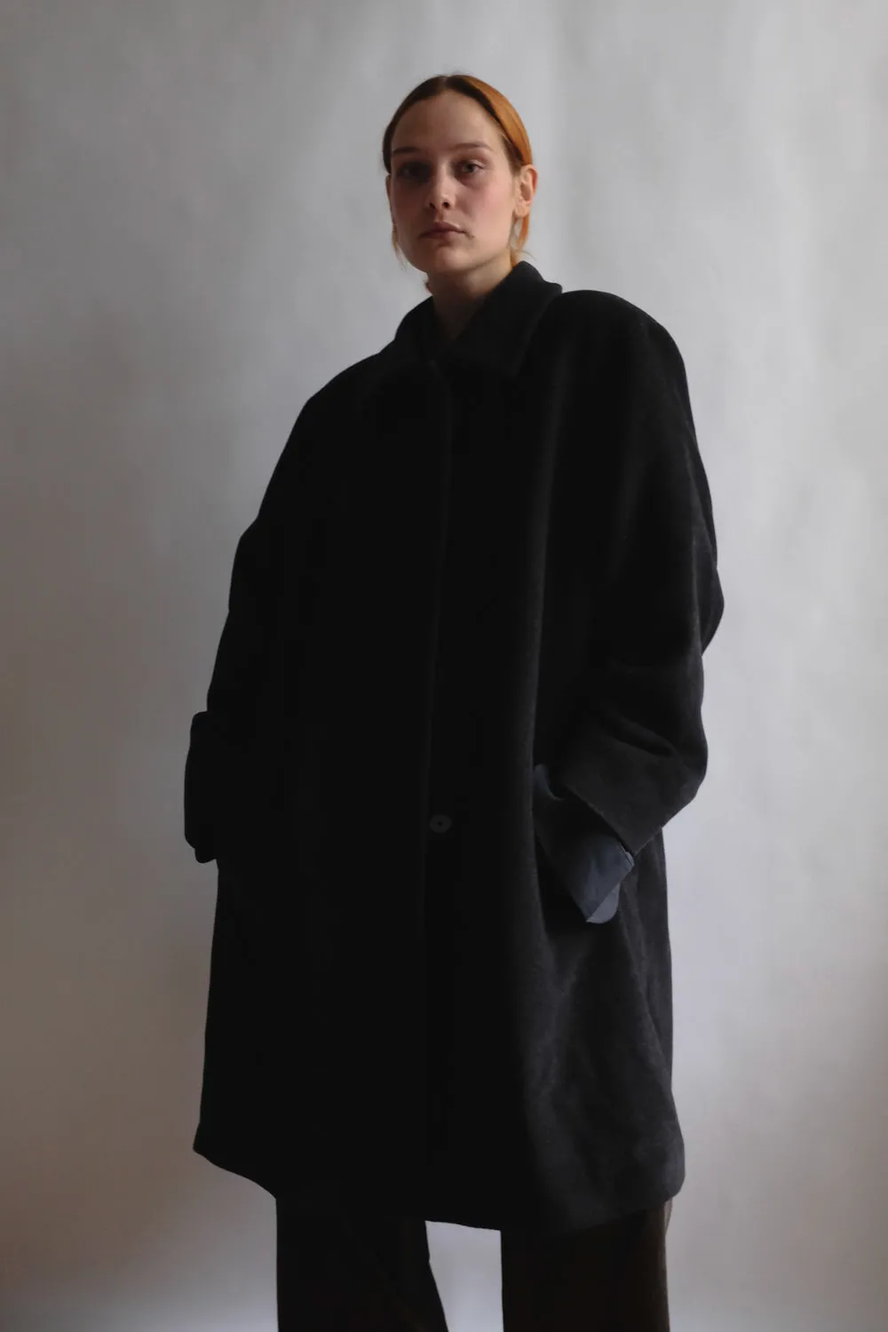 PURE CASHMERE WOOL ANTHRACITE VINTAGE COAT