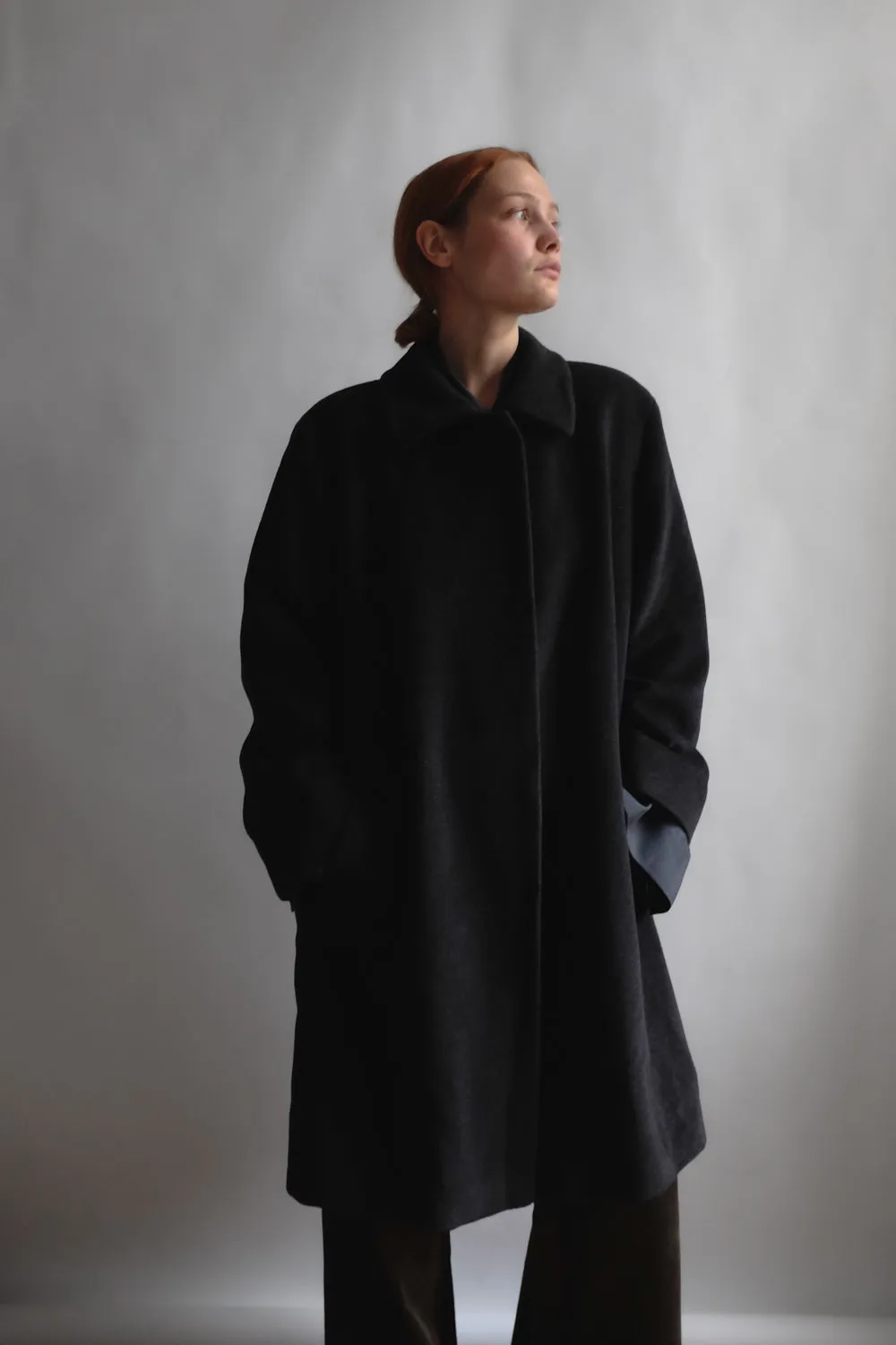 PURE CASHMERE WOOL ANTHRACITE VINTAGE COAT