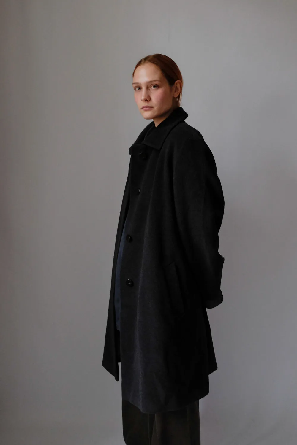 PURE CASHMERE WOOL ANTHRACITE VINTAGE COAT