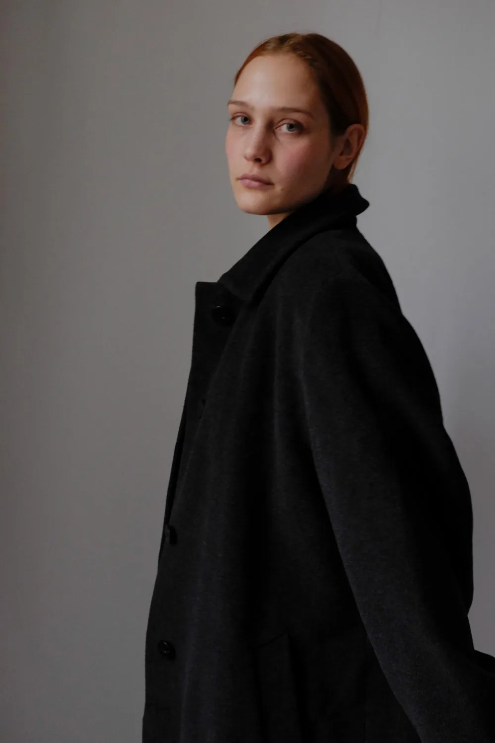 PURE CASHMERE WOOL ANTHRACITE VINTAGE COAT