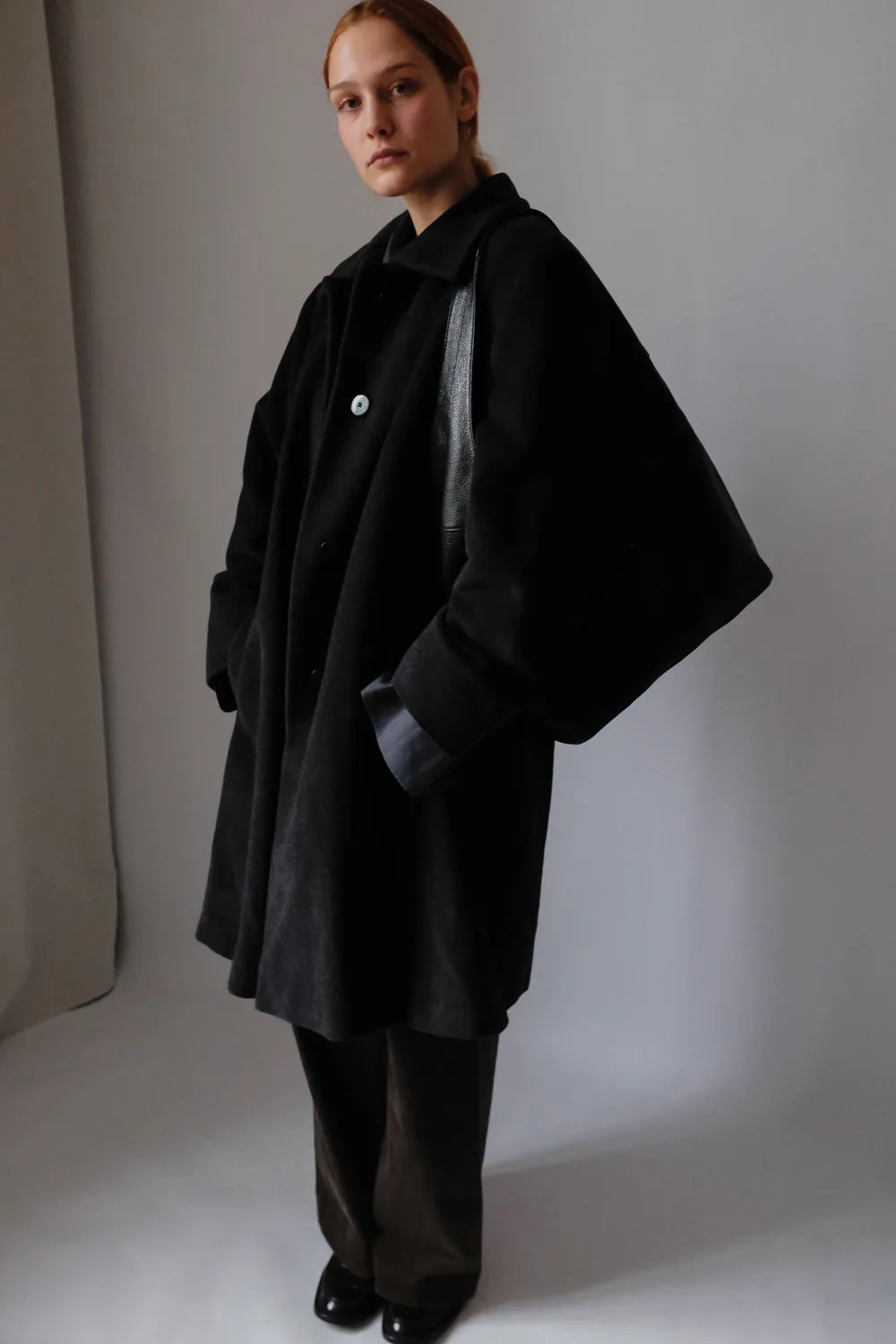 PURE CASHMERE WOOL ANTHRACITE VINTAGE COAT