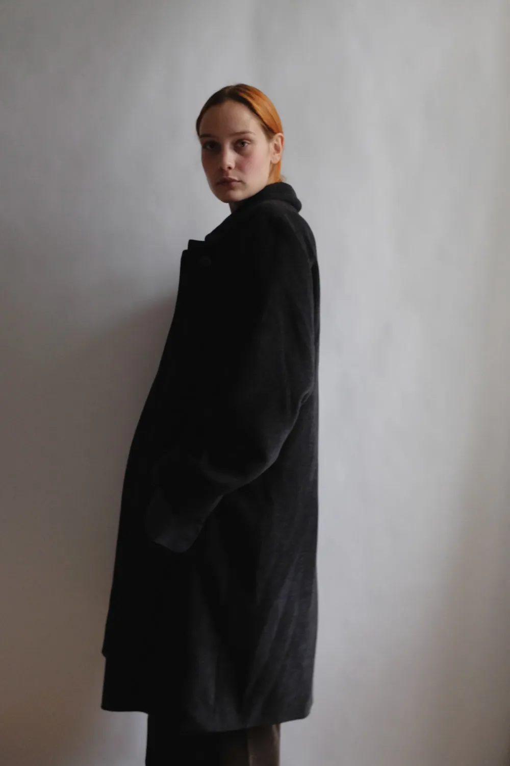 PURE CASHMERE WOOL ANTHRACITE VINTAGE COAT